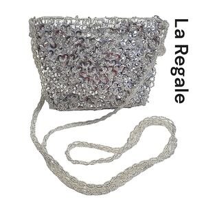 La Regale Silver Sequin Shoulder Bag